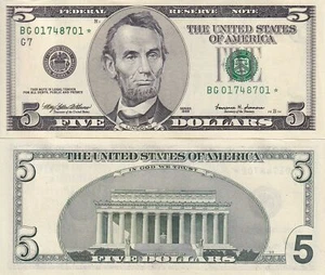 Stati Uniti 5 Dollari USA 1999 P 505* Ricambio Chicago IL"G" AUnc - Foto 1 di 3