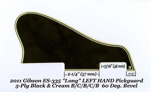 Golpeador IZQUIERDO ES-335 2011 largo 5 capas negro/crema para Gibson Project NUEVO - Imagen 1 de 2