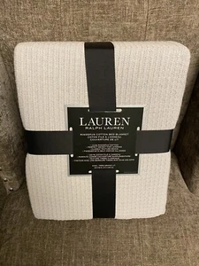 Ralph Lauren Ringspun Knit 100% Cotton Bed Blanket King Size Gray NEW - Picture 1 of 5