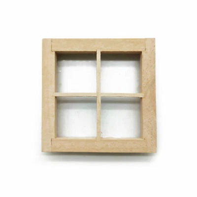 Dollhouse Furniture Wooden 4 Pane Window 1:12 Miniature DIY Accessories - Image 1 of 4