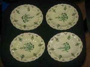 Set of 4 Antique Early Leeds Hand Painted Florals and Hand Pierced Edges - Picture 1 of 4