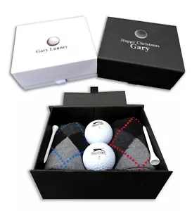 Personalised golf gift box socks, balls, tees, custom print christmas golfer set - Picture 1 of 7