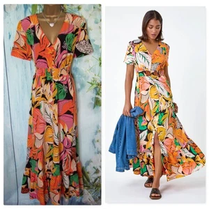 NEW LADIES ROMAN DRESS SIZE 16, Stunning Tropical Shirred Waist Maxi Dress - Picture 1 of 14
