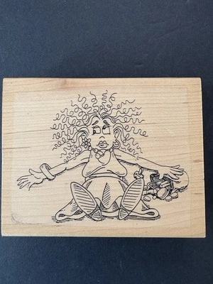 Vicon Funny Frazzled Lady Big Chested Frizzy Hair Handbag Purse Rubber Stamp - Image 1 of 4