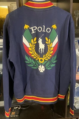 Polo Ralph Lauren Laurel Uni Crest Chaqueta Polar Abrigo Bombardero Universitario Azul Marino Para Hombres M Foto 1 de 4