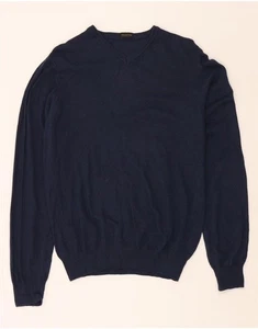 VALENTINO Mens Roma V-Neck Jumper Sweater Small Navy Blue BW19 - Picture 1 of 3