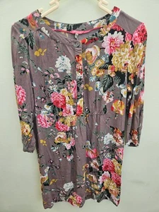 Joules Calista Tauposy Taupe Floral 3/4 Sleeve Tunic Short Dress Size 12 - Picture 1 of 6