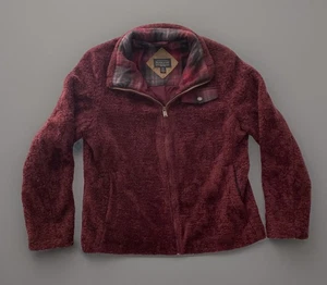 Pendleton Women’s Lined Full Zip Purple Maroon Sherpa Fleece Sweater Jacket M - Picture 1 of 14