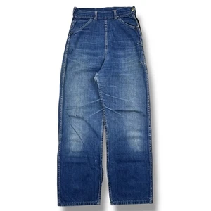 Vintage 50s Baker Side Zip Denim Jeans Sanforized Western Size 24x26 Distressed - Bild 1 von 10