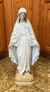Gebrauchte schöne Beton Statue der Jungfrau Maria stehend auf einer Schlange  - Bild 1 von 5