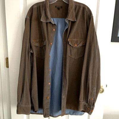 VTG Martin Gordon Micro Needle Corduroy Shirt Long Sleeve Men sz 2XL Blue Brown - Image 1 of 4