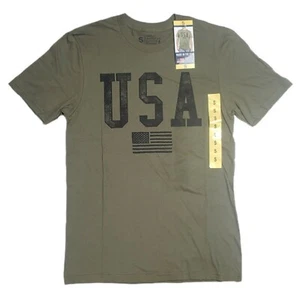 Patriotic USA T-Shirt w American Flag Patriot Green with Black Flag Size S Small - Picture 1 of 4