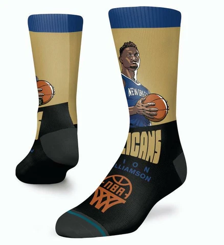 Men's New Orleans Pelicans NBA Basketball Stance Graded Zion Williamson Socks L Cover