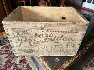 Vintage Peters Cartridge Co Wooden Box Small Arms Ammo Crate Finger Jointed - Picture 1 of 5