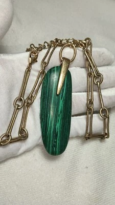 RLM Soho Robert Lee Morris Tono Dorado Malaquita Piedra Colgante Cadena Collar Foto 1 de 4