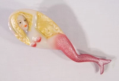 Hand Painted Art Hair Brush Pink Mermaid Design F044M - Image 1 of 2