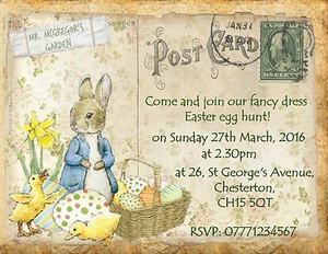 4 x Beatrix Potter Peter Rabbit Personalised Easter Invitations & Envelopes - Picture 1 of 2