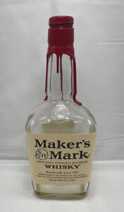 Maker’s Mark Kentucky Straight Bourbon Whiskey Empty Wax Embossed Glass Bottle