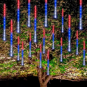 4Th of July Meteor Shower Rain Lights, 288 LED Patriotic Lights Icicle Snow Fall - Picture 1 of 11