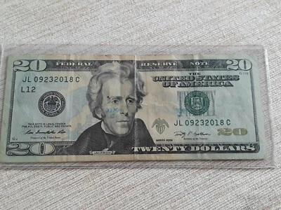 BIRTHDAY, ANNIVERSARY in SERIAL NUMBER $20 Dollar 09/23/2018 lucky bill. - Image 1 of 3