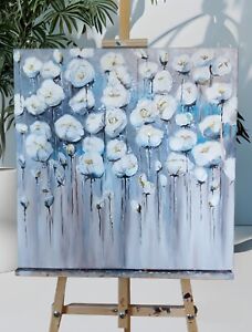 Original acrylic 3d painting on canvas, handmade abstract flower painting