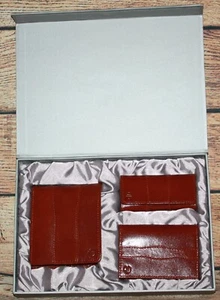 Jaffer Jee & Co. Corporate Leather Set Regalo 3 Pezzi Portafoglio Portachiavi Carte - Foto 1 di 4