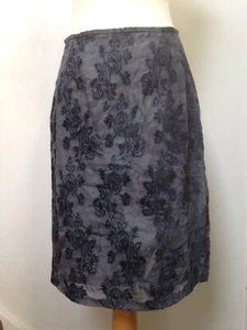 Vintage Patsy Seddon skirt 10-12 lined greys cotton blend, embroidery - Picture 1 of 13