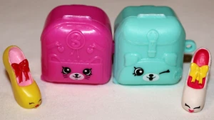 SHOPKINS LINKABLE SUITCASE LUGGAGE PURSE + 2 FIGURES PROMMY WHITE & YELLOW - Picture 1 of 6