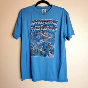 Camiseta gráfica azul del Capitán América de comida chatarra para hombre talla M - Imagen 1 de 4