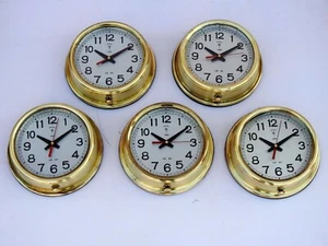 Set of 5 Vintage Maritime Navigation Brass World Clock " Polaris " Marine Ship - Picture 1 of 9