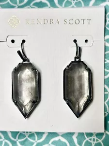 Kendra Scott Palmer Earrings in Gunmetal - Mirror Rock Crystal - Vintage - Picture 1 of 7