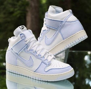 Nike Dunk High 1985 Blue Denim Size 10.5 Light Blue White Custom DQ8799-101 - Picture 1 of 15
