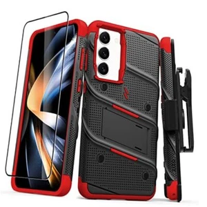 Bolt Bundle for Galaxy S23 Plus Case with Screen Protector Kickstand Black/Red - Picture 1 of 8