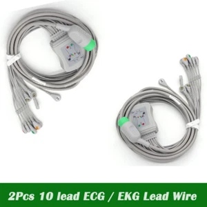 2Pcs 10 lead ECG / EKG Cable Fit For Medtronic Physio Control Lifepak 12/15/120 - Picture 1 of 14