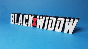 Black Widow (weiß) - 3D gedrucktes Logo für Schreibtisch oder Wandhalterung. 250mm breit - Bild 1 von 3