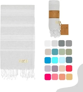Yazz Turkish Cotton Turkish Beach Towel - Light Gray - 39x71 in Absorbent - Picture 1 of 10