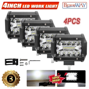 Barra de luz de trabajo led de 4" pulgadas cápsulas de inundación conducción todoterreno lámpara antiniebla SUV ATV UTE - Imagen 1 de 10