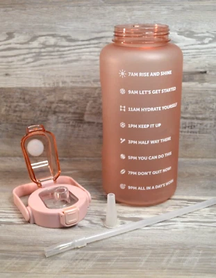 96盎司水壶带吸管健身房训练健身壶激励时间 — 第 1/4 张图片