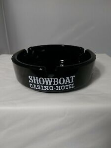 Cendrier Showboat Casino Hôtel noir avec lettrage blanc Las Vegas Nevada