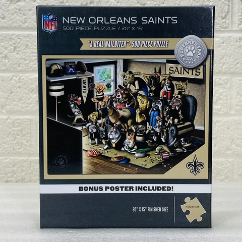 New Orleans Saints "A REAL NAILBITER" 500-Piece Jigsaw Puzzle w/ Poster • EUC‼ Cover