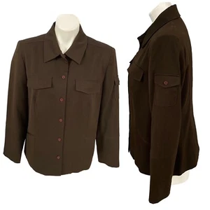 Norton McNaughton Blazer Womens Size 12 Brown Jacket Safari Utility Office Work - Picture 1 of 16