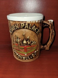 Vtg Enco Corn Palace Mitchell S.D. Wood Carved Look Ceramic Coffee Cup Japan - Picture 1 of 2