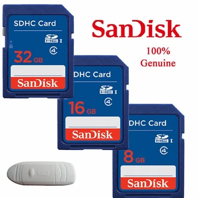 SanDisk 4GB 8GB 16GB 32GB 64GB SD SDHC Standard Class4 Flash Karte Speicherkarte - Image 1 of 4