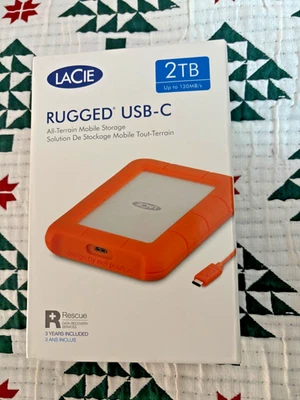 NEW SEALED LaCie Rugged USB-C 2TB External Hard Drive ALL-TERRAIN MOBILE STORAGE - Image 1 of 4