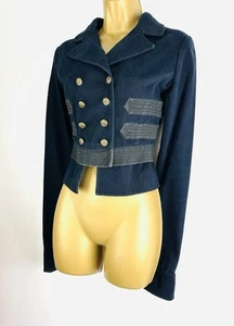 RALPH LAUREN MILITARY BAND JACKET 6 US 10 UK Brass Button Officer Vintage Denim - Picture 1 of 11
