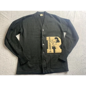 Imperial Orlon Black Letterman Cardigan Pullover Herren 42 Stipendium Patch 50er? - Bild 1 von 10