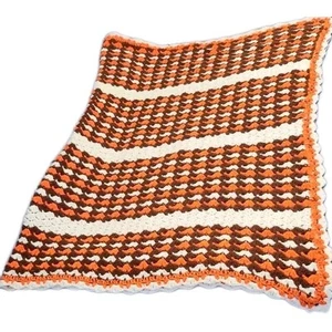 Handmade Crochet Blanket Throw 45in x70in VTG MCM 70s Granny Chic Cottage Core - Picture 1 of 9