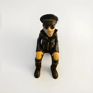 HANDCRAFTED D Manning Man Black Leather SHELF SITTER Biker Dude Limited Edition - Picture 1 of 4