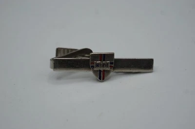 Vintage De Jarest Protezione Fermacravatta Color Argento 5.1cm Rosso Blu Smalto - Immagine 1 di 4