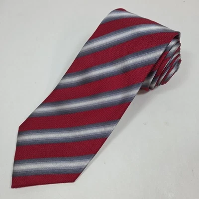 Corbata de lujo a rayas rojas grises blancas Sean John 100 % seda 60"x3,5" Foto 1 de 4
